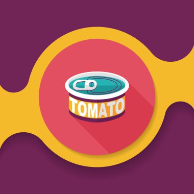 mutfak eşyaları domates can düz uzun gölge, eps10 simgesi