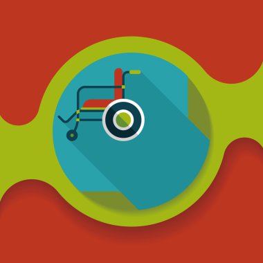 tekerlekli sandalye ile uzun gölge düz simgesi