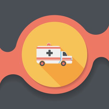 uzun gölge ile ambulans araba düz simgesi