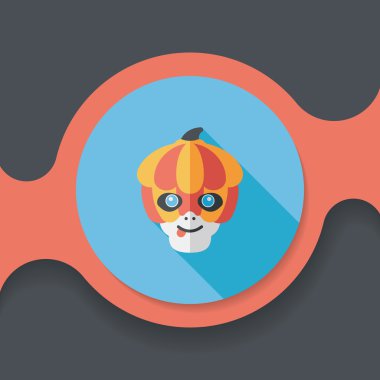 Balkabağı canavarı düz simgesi ile uzun gölge, eps10