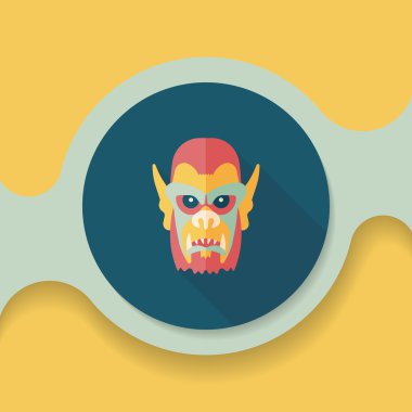 Cadılar Bayramı şeytan düz simgesi ile uzun gölge, eps10