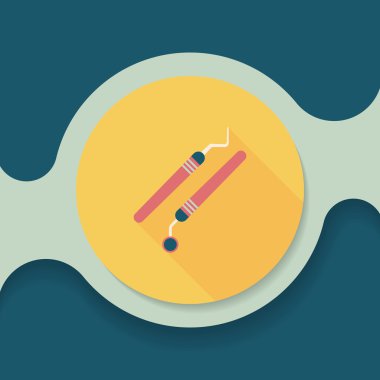 uzun gölge ile diş ekipman düz simgesi