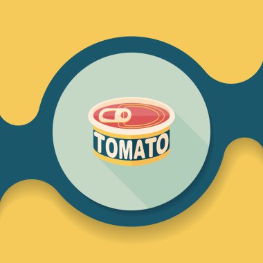 mutfak eşyaları domates can düz uzun gölge, eps10 simgesi