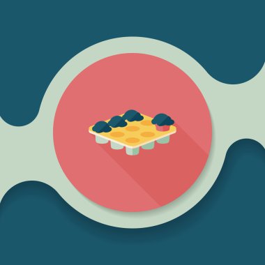 pişirme plaka düz simgesi ile uzun gölge, eps10 mutfak eşyaları