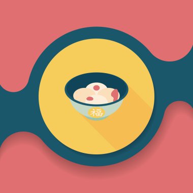 Çin yeni yılı tangyuan düz simgesi ile uzun gölge, eps10