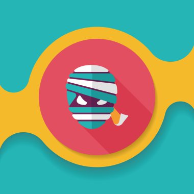 Cadılar Bayramı mumya düz simgesi ile uzun gölge, eps10