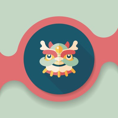 Çin yeni yılı düz simgesi ile uzun gölge, eps10, dragon ve