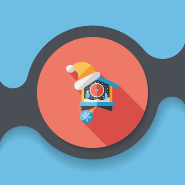 Noel saat düz simgesi ile uzun gölge, eps10