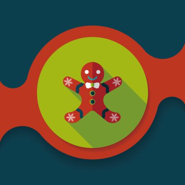 Zencefilli kurabiye adam düz simgesi ile uzun gölge, eps10