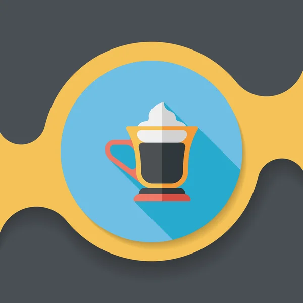 Ice floating coffee flat icon with long shadow, eps10 — стоковый вектор