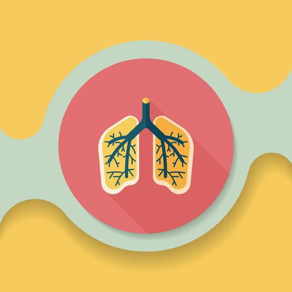 Lungs icono plano con sombra larga — Vector de stock