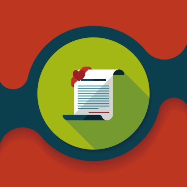 evlilik belge düz simgesi ile uzun gölge, eps10