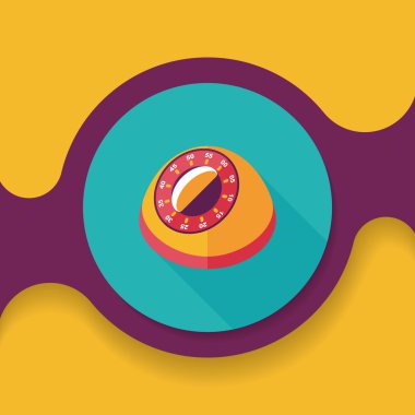 Uzun Gölge, eps10 ile mutfak eşyaları Zamanlayıcı düz simgesi