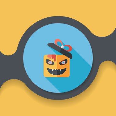 Cadılar Bayramı Balkabağı uzun gölge, eps10 kutusunu düz simge şeklinde