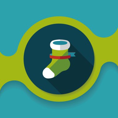 calcetín de Navidad icono plana con sombra, eps10