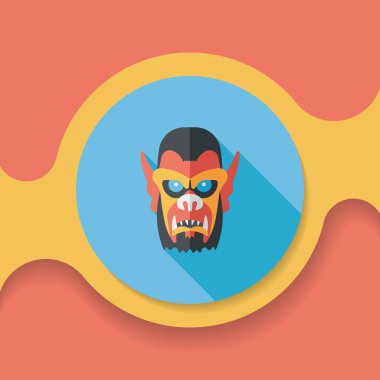 Cadılar Bayramı şeytan düz simgesi ile uzun gölge, eps10