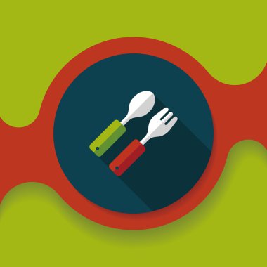 Uzun Gölge, eps10 düz simgesiyle dishware ve çatal bıçak takımı