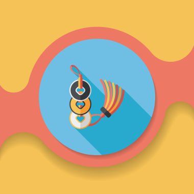 Çin yeni yılı düz simgesi ile uzun gölge, eps10, eski paralar