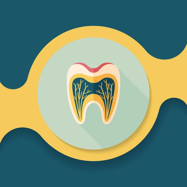 Ícone de estilo plano de dente com sombras longas —  Vetores de Stock