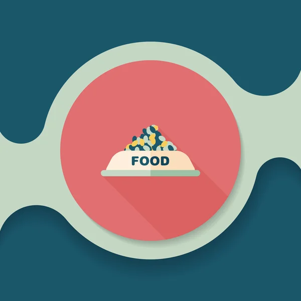 Sällskapsdjur hund mat flat ikonen med långa skugga, eps10 — Stock vektor