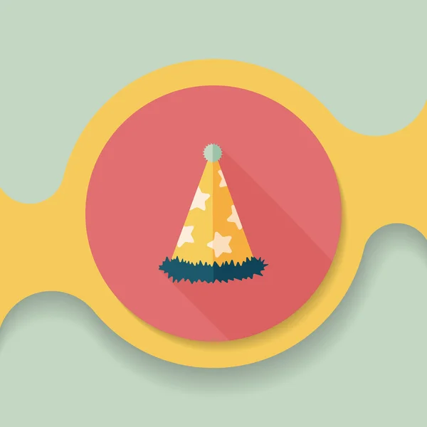 Chapeau de fête d'anniversaire icône plate avec ombre longue, eps10 — Image vectorielle