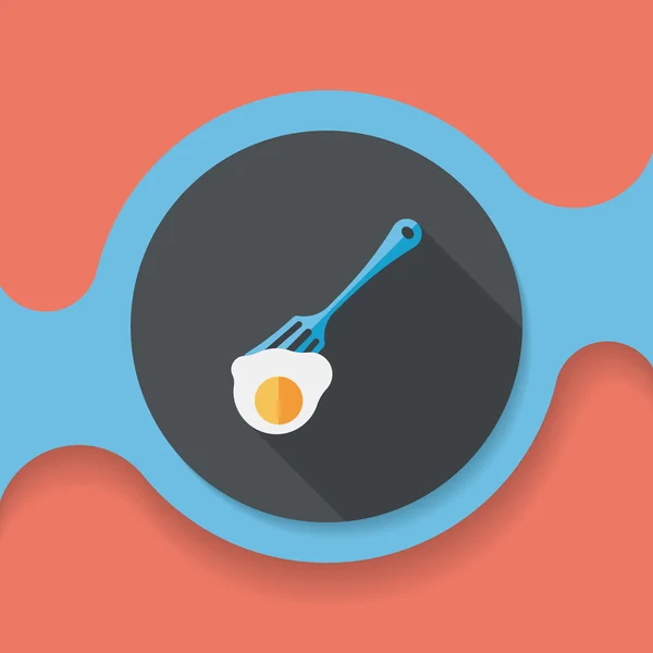 Köksartiklar gaffel och ägg flat ikonen med långa skugga, eps10 — Stock vektor