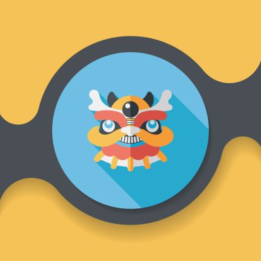 Çin yeni yılı düz simgesi ile uzun gölge, eps10, dragon ve