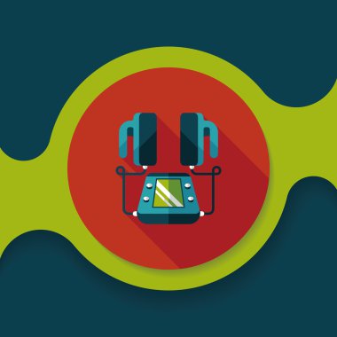 uzun gölge ile kalp şok cihazı düz simgesi