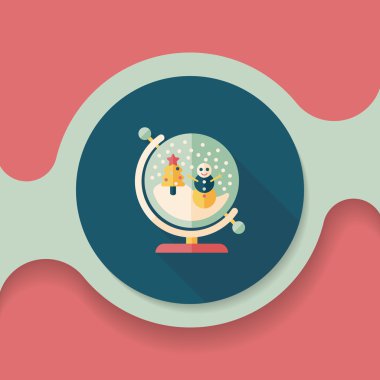 Snow globe ve hediyeler uzun gölge, eps 10 düz simgesi