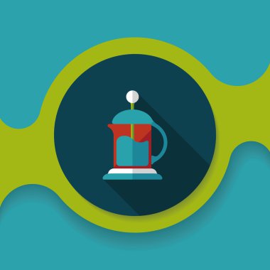 Uzun Gölge, eps10 ile kahve su ısıtıcısı düz simgesi