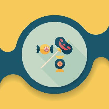 Cadılar bayramı şekeri düz simgesi ile uzun gölge, eps10