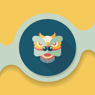 Çin yeni yılı düz simgesi ile uzun gölge, eps10, dragon ve