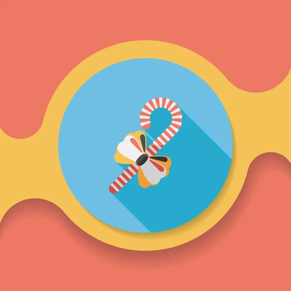 Christmas candy cane flat icon with long shadow, eps10 — стоковый вектор