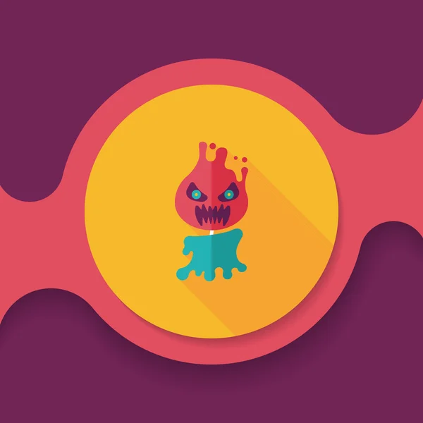 Flamme d'Halloween diable icône plate avec ombre longue, eps10 — Image vectorielle