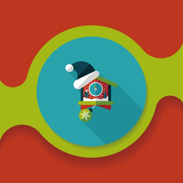 Reloj de Navidad icono plano con sombra larga, eps10 — Vector de stock