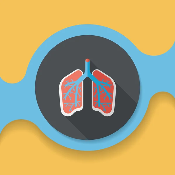 Lungs icono plano con sombra larga — Vector de stock