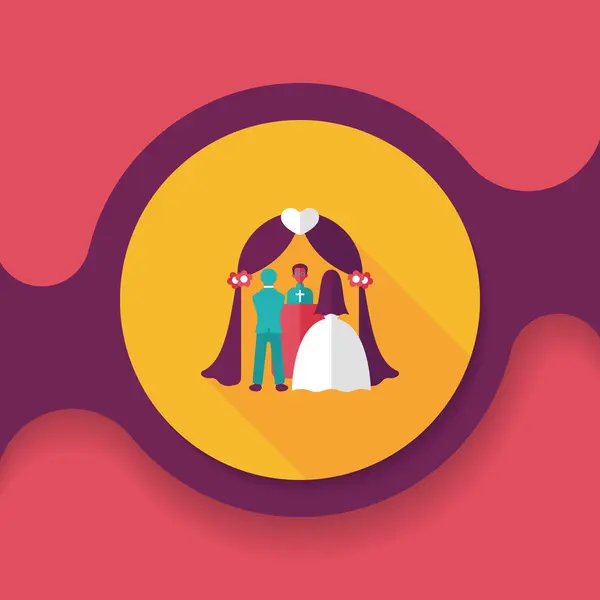 Ceremonia de boda icono plano con sombra larga, eps10 — Vector de stock