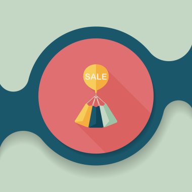 kağıt çanta düz simgesi uzun gölge, eps10 ile alışveriş