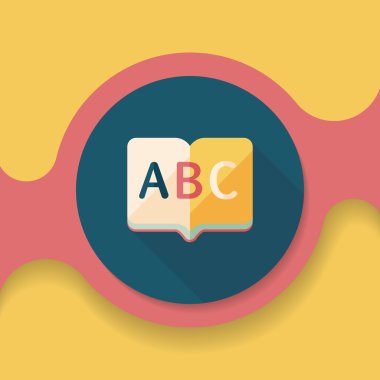 Sözlük kitap düz simgesi ile uzun gölge, eps10