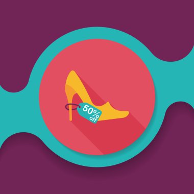 yüksek topuklu ayakkabılar düz simgesi uzun gölge, eps10 ile alışveriş