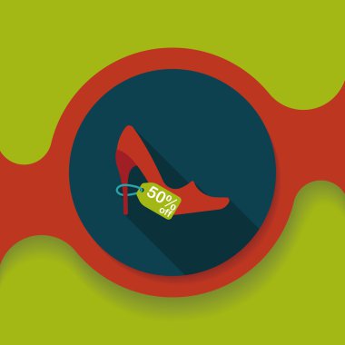 yüksek topuklu ayakkabılar düz simgesi uzun gölge, eps10 ile alışveriş