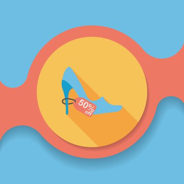 yüksek topuklu ayakkabılar düz simgesi uzun gölge, eps10 ile alışveriş