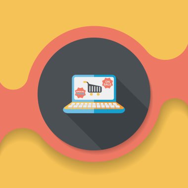 Uzun gölgeli online alışveriş simgesi, eps10