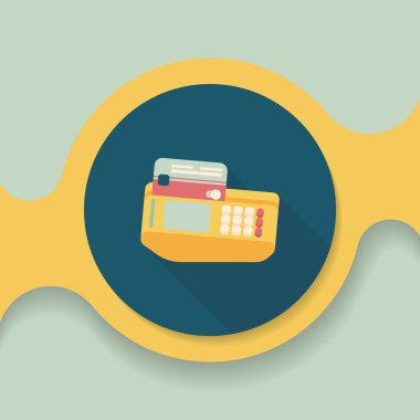 Uzun Gölge, eps10 ile alışveriş kredi kartı makine düz simgesi