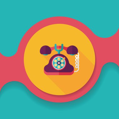 Retro telefon düz simgesi ile uzun gölge, eps10