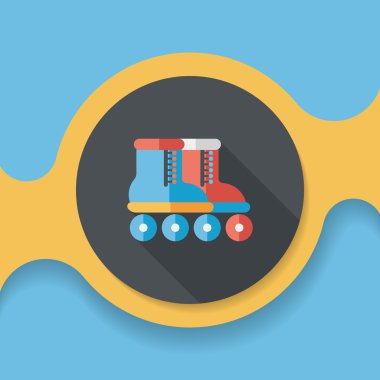 uzun gölge ile paten düz simgesi