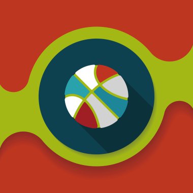 Basketbol düz simgesi ile uzun gölge, eps10