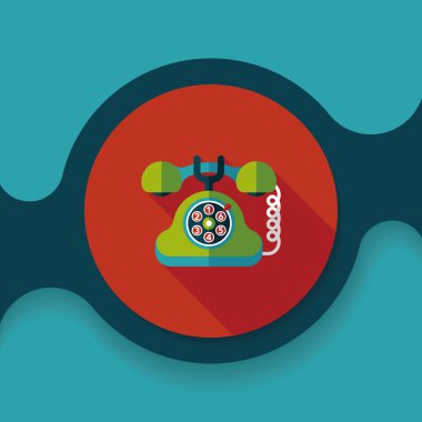 Retro telefon düz simgesi ile uzun gölge, eps10