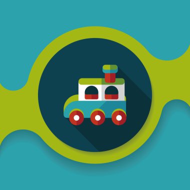 Tren oyuncak uzun gölge, eps 10 düz simgesiyle