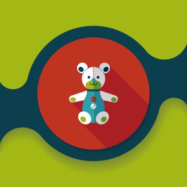 oyuncak ayı uzun gölge düz simgesi